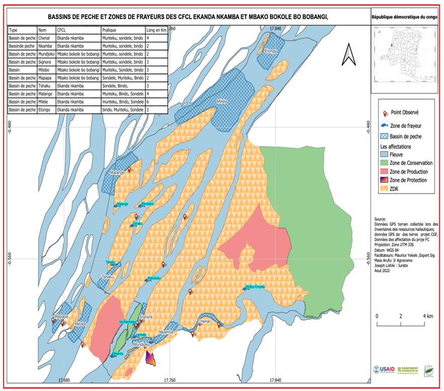 Map highlighting key areas identified by communities as vital for fishing, including zones where certain activities were temporarily restricted or prohibited.